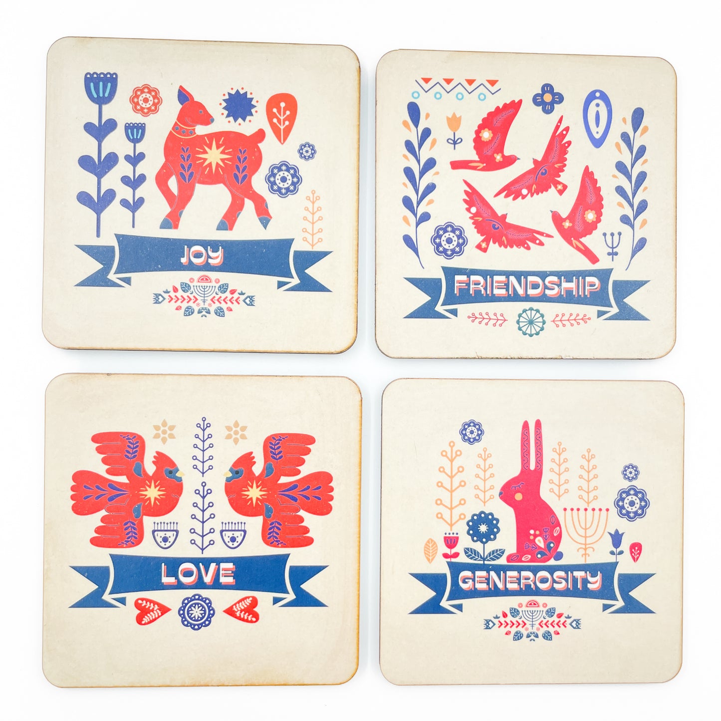 FOLK ART #1 - SET OF 4