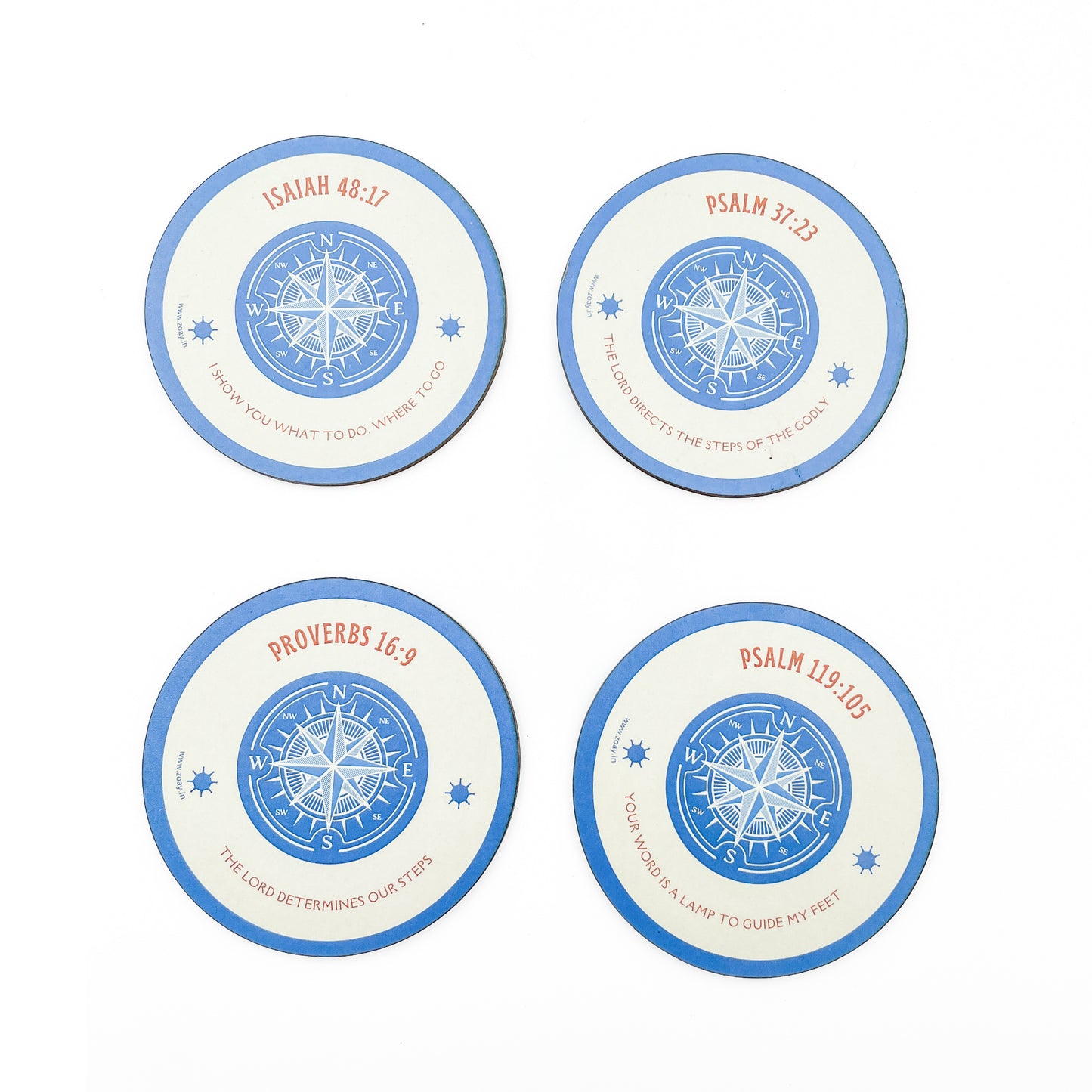 Direction Circular Coasters Set of 4